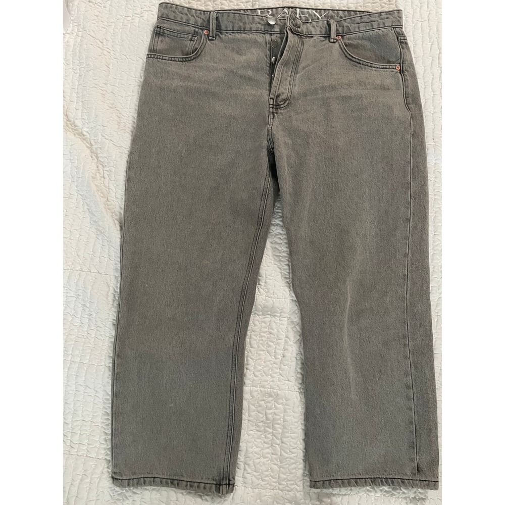 Raey Grey Organic Cotton Wide Leg Jeans Size 32 High Rise‎ Button Fly